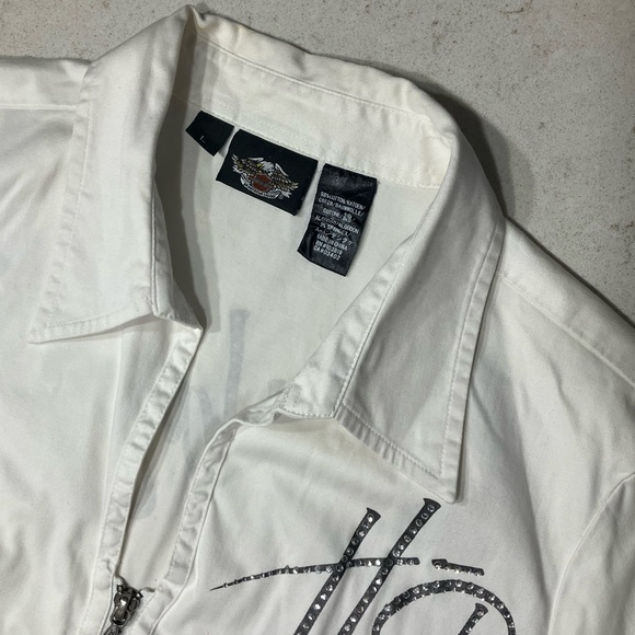 HARLEY DAVIDSON - Fitted Zip Short Sleeve Blouse - Picture 3 of 10